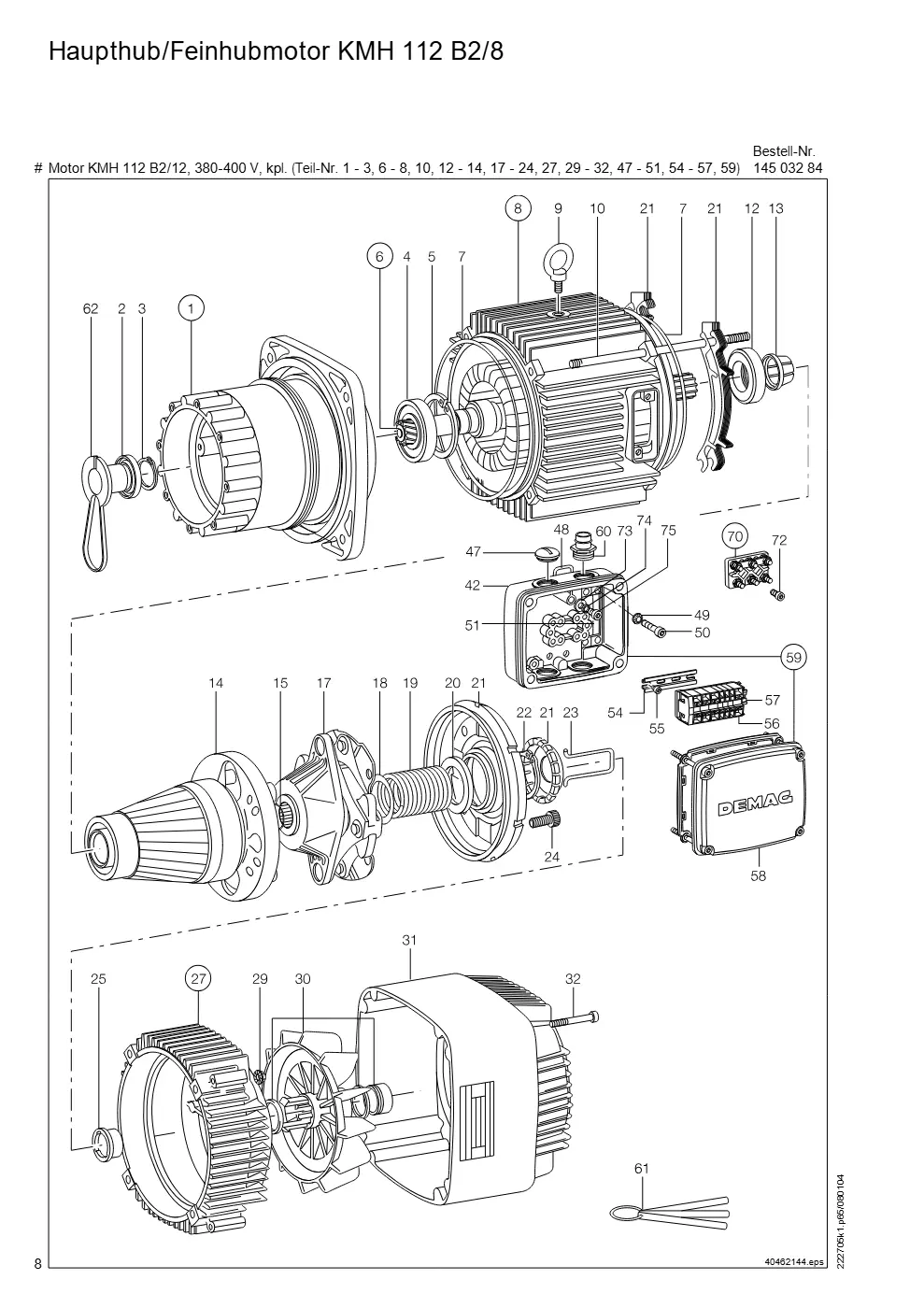 Demag DH 200 ab 1.6.1997 – Haupthub/Feinhubmotor KMH 112 B2/8, Zeichnung Seite 8