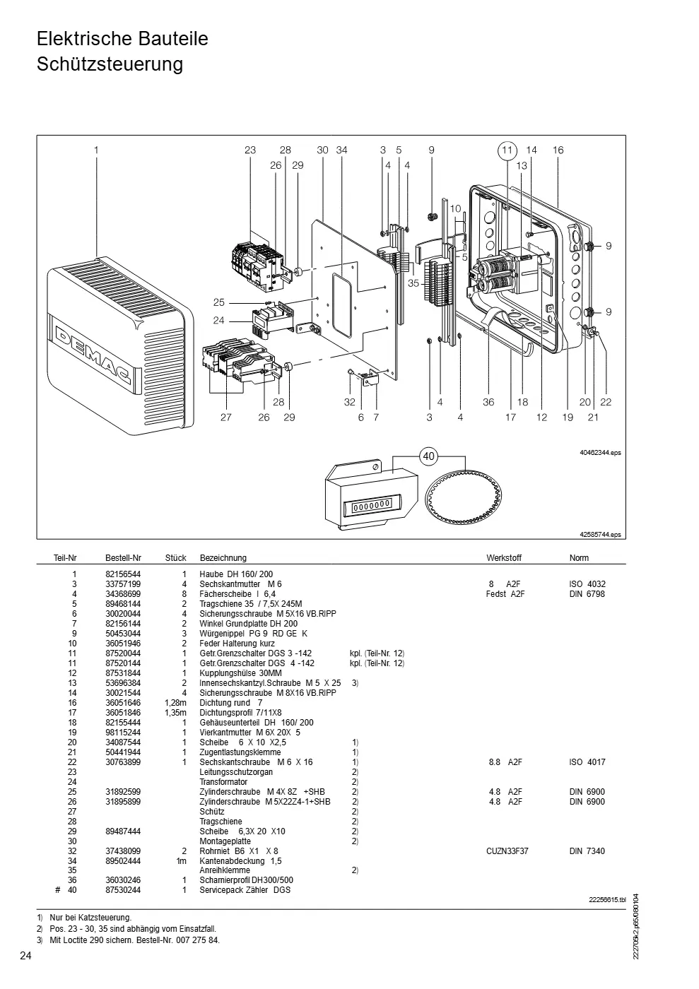 Demag DH 200 ab 1.6.1997 – Elektrische Bauteile Schützsteuerung, Zeichnung Seite 24