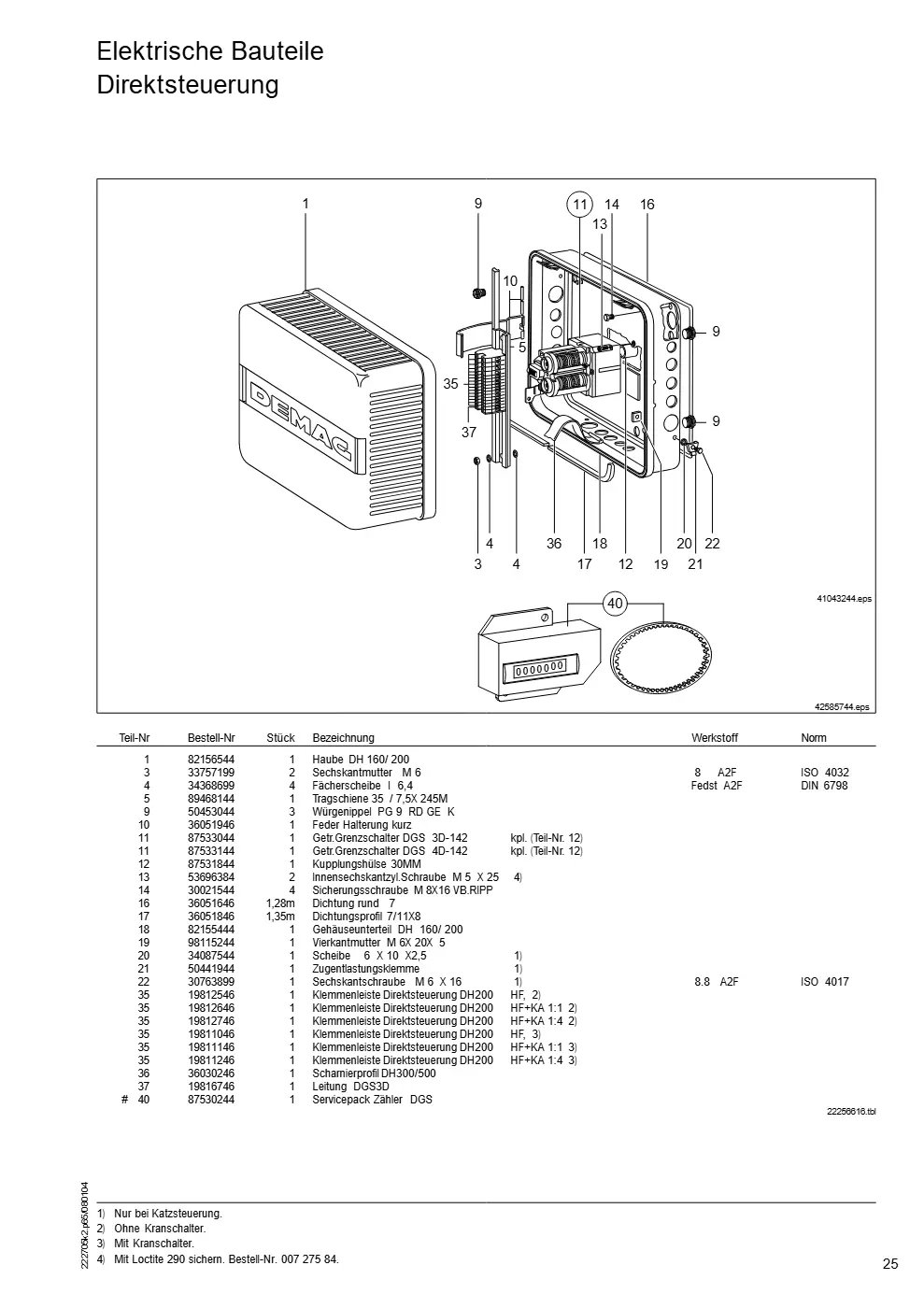 Demag DH 200 ab 1.6.1997 – Elektrische Bauteile Direktsteuerung, Zeichnung Seite 25