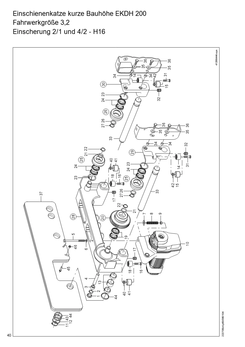 Demag DH 200 ab 1.6.1997 – Einschienenkatze kurze Bauhöhe EKDH 200 Fahrwerkgröße 3,2, Zeichnung Seite 40