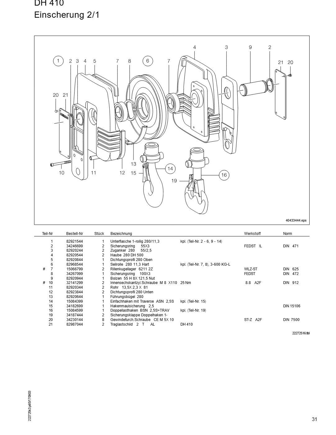 Demag DH 400 – DH 410 Einscherung 2/1, Zeichnung Seite 31