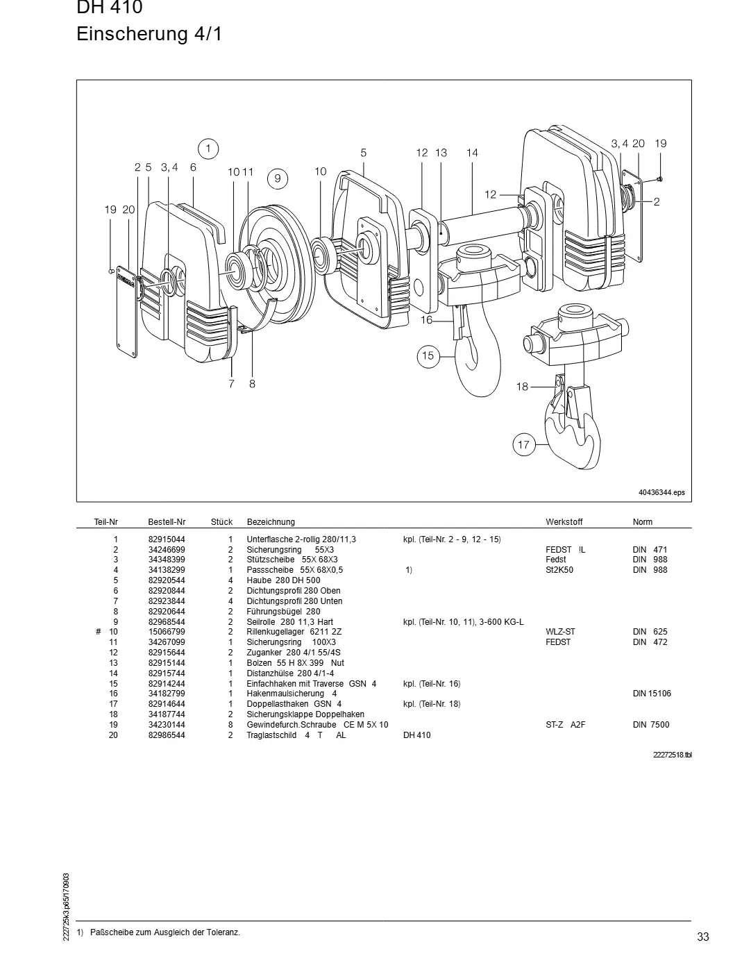 Demag DH 400 – DH 410 Einscherung 4/1, Zeichnung Seite 33
