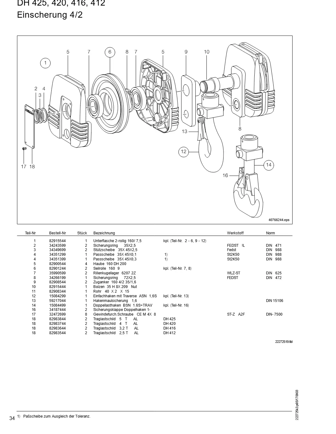 Demag DH 400 – DH 425, 420, 416, 412 Einscherung 4/2, Zeichnung Seite 34