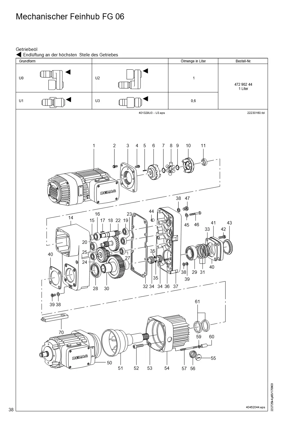 Demag DH 400 – Mechanischer Feinhub FG 06, Zeichnung Seite 38