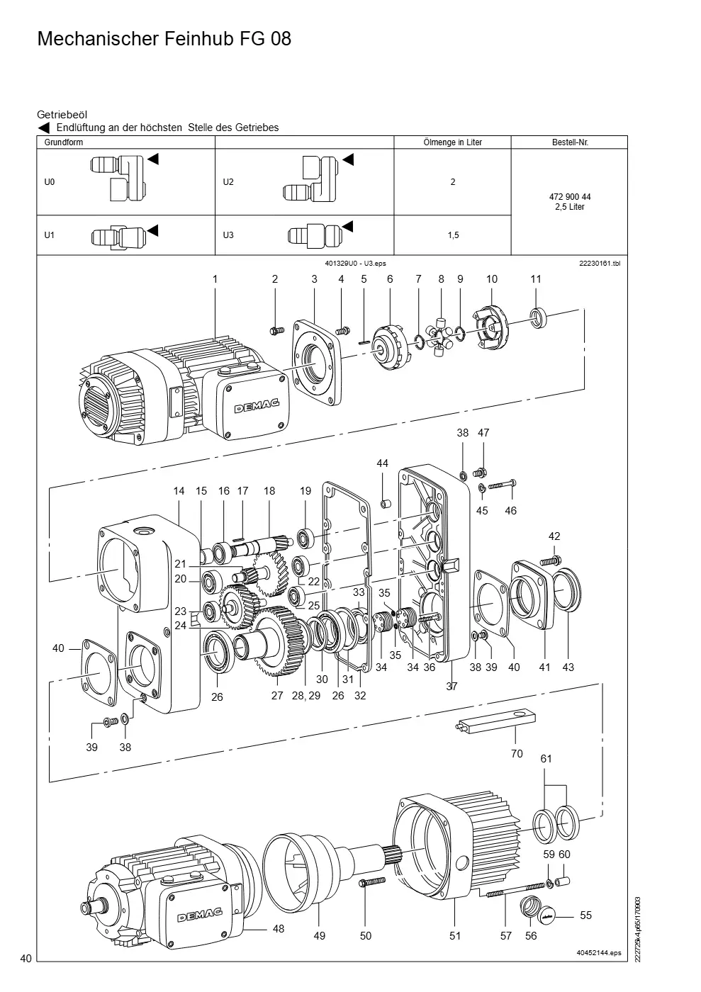 Demag DH 400 – Mechanischer Feinhub FG 08, Zeichnung Seite 40