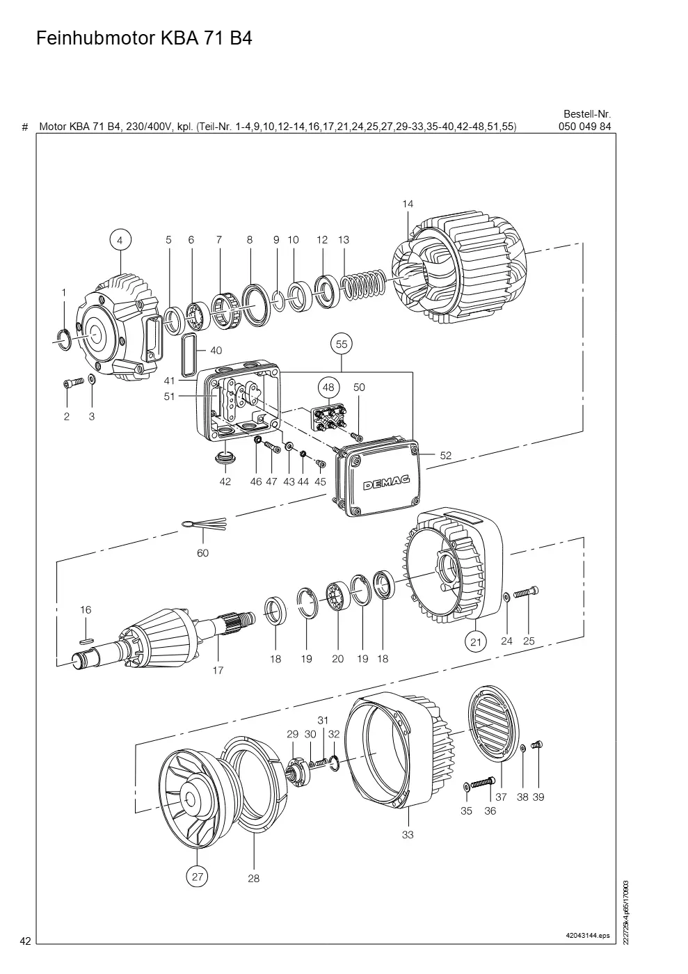 Demag DH 400 – Feinhubmotor KBA 71 B4, Zeichnung Seite 42