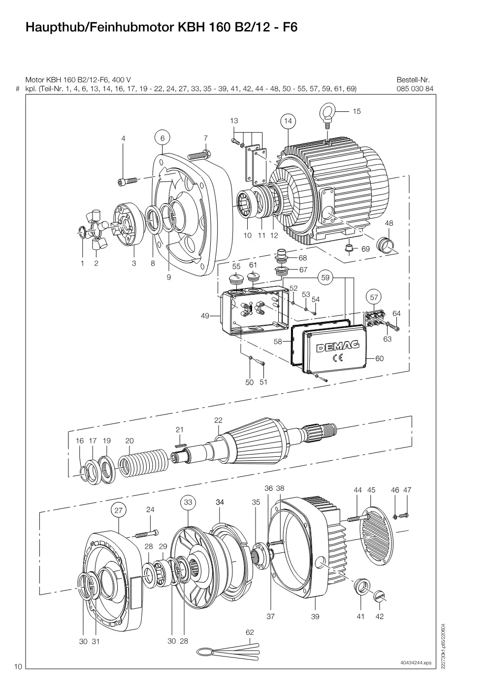 Demag DH 600 – Haupthub/Feinhubmotor KBH 160 B2/12 - F6, Zeichnung Seite 10