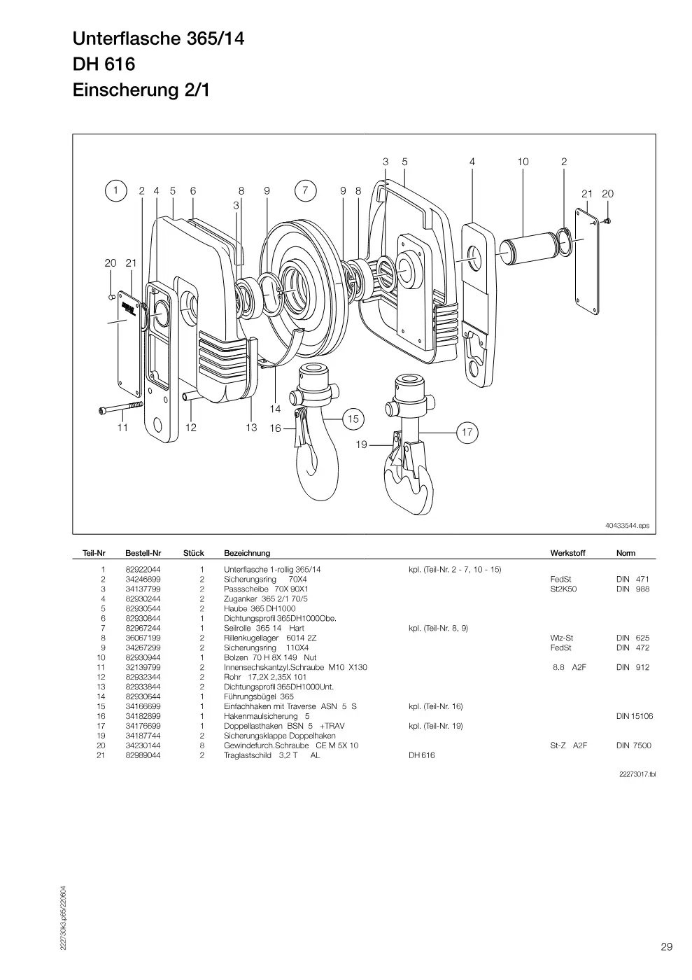 Demag DH 600 – Unterflasche 365/14 DH 616, Zeichnung Seite 29