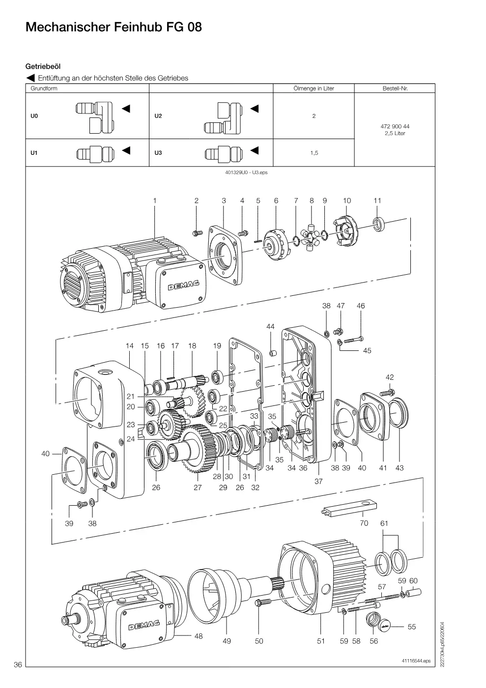 Demag DH 600 – Mechanischer Feinhub FG 08, Zeichnung Seite 36