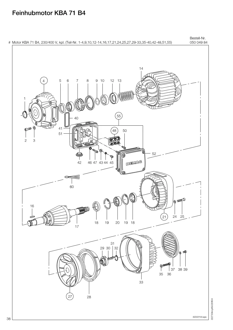 Demag DH 600 – Feinhubmotor KBA 71 B4, Zeichnung Seite 38