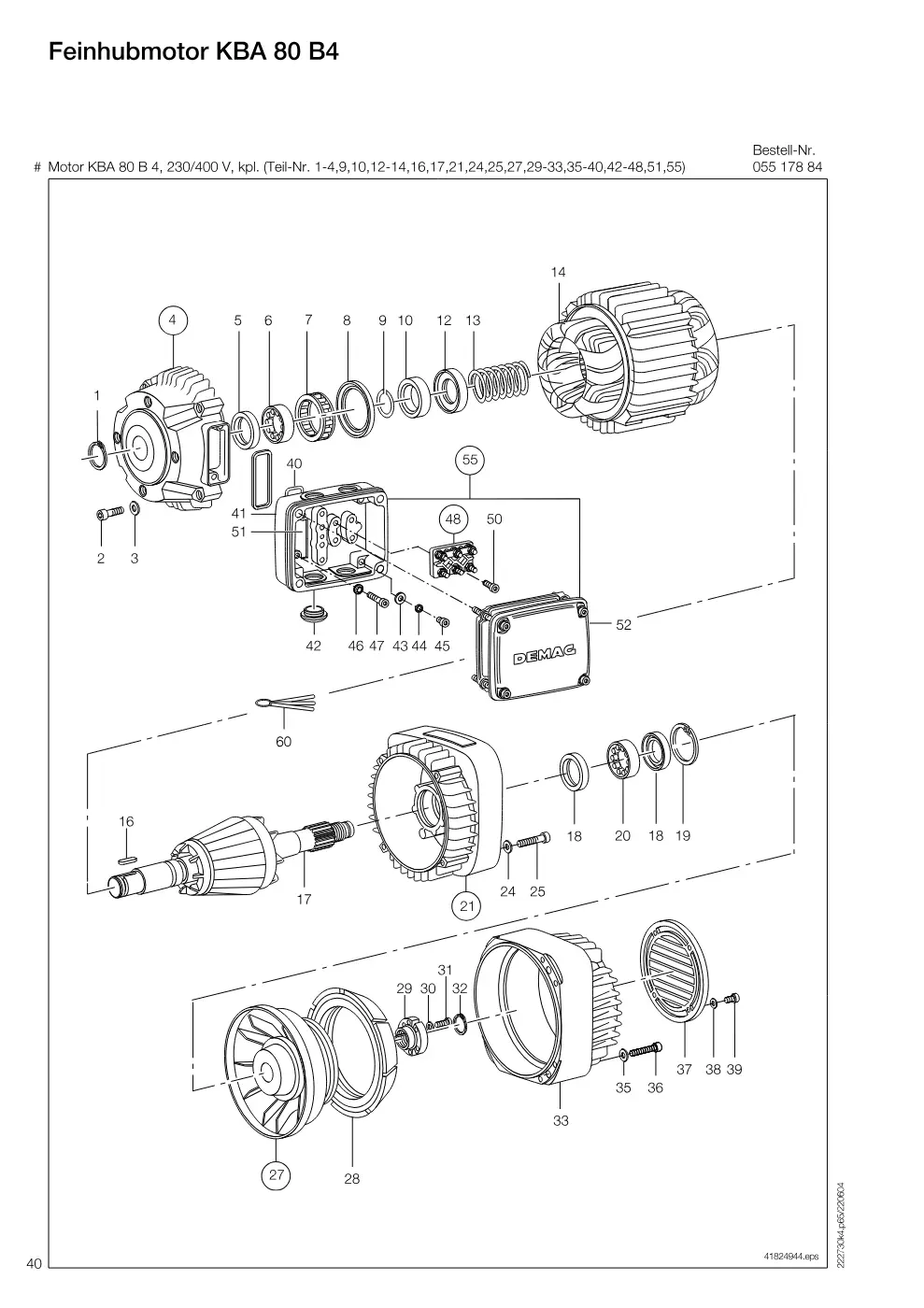 Demag DH 600 – Feinhubmotor KBA 80 B4, Zeichnung Seite 40