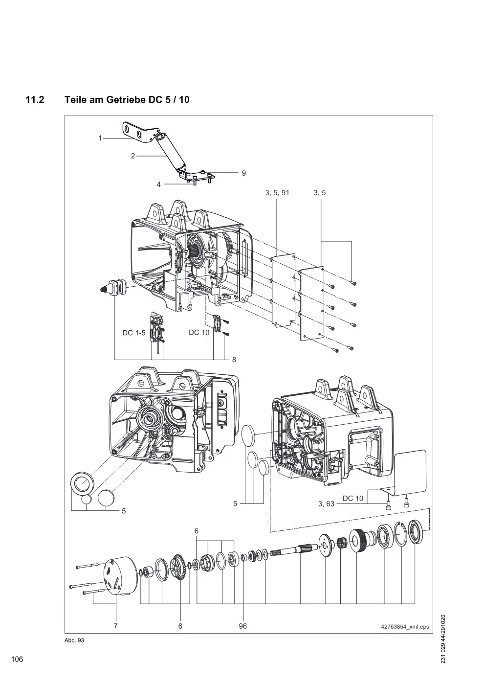 Demag DC-Wind 5 / 10 (Ausführung Enercon) – Teile am Getriebe DC 5 / 10, Zeichnung Seite 106