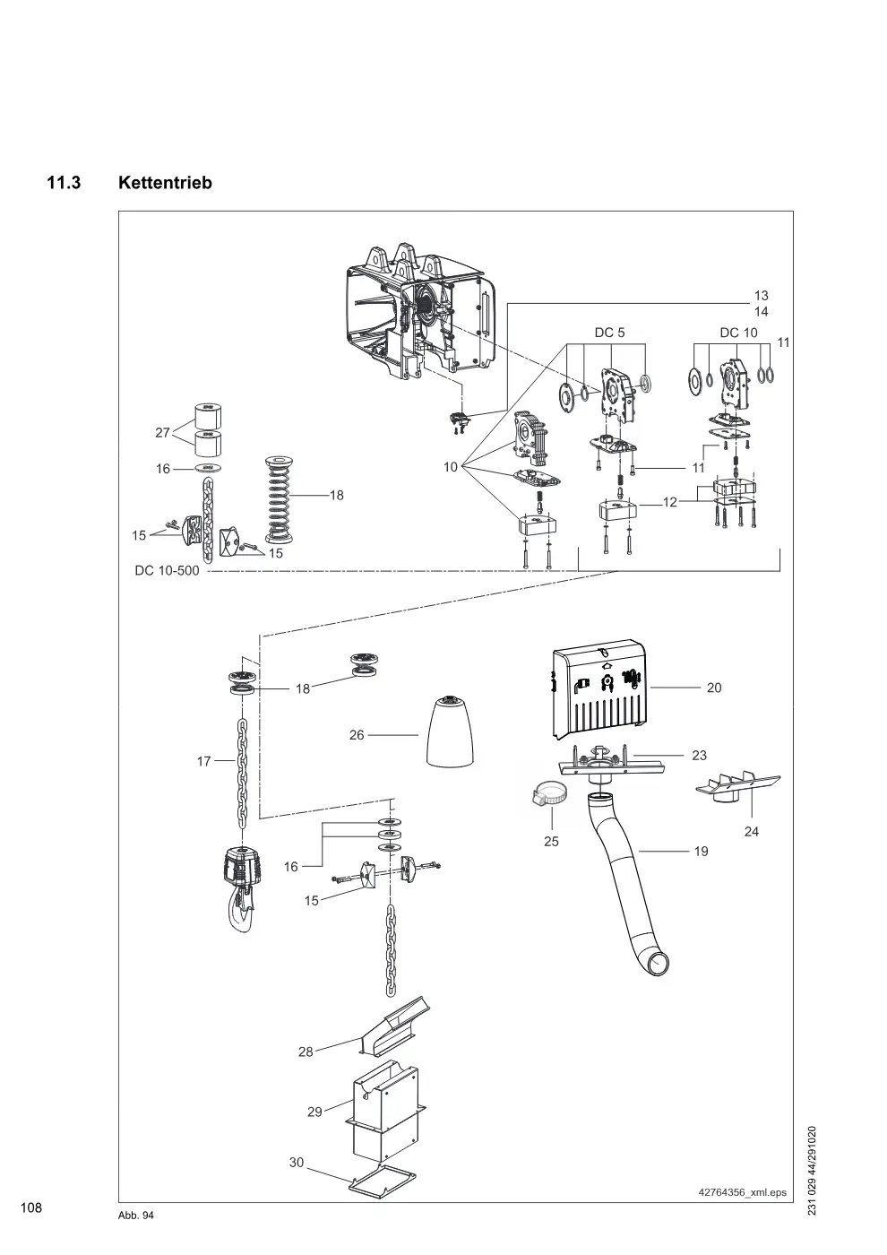 Demag DC-Wind 5 / 10 (Ausführung Enercon) – Kettentrieb, Zeichnung Seite 108
